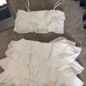shein white ruffle skirt and tank set
